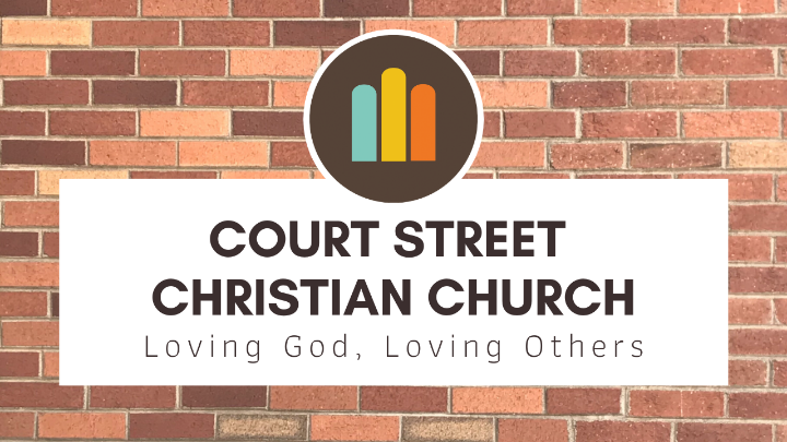 Brick background with the Court Street Christian Church logo in the the center