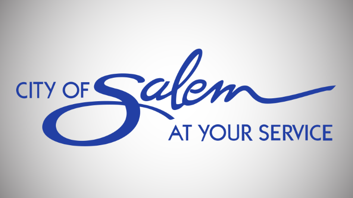Grey and white background with blue words across the middle: "City of Salem at your service"